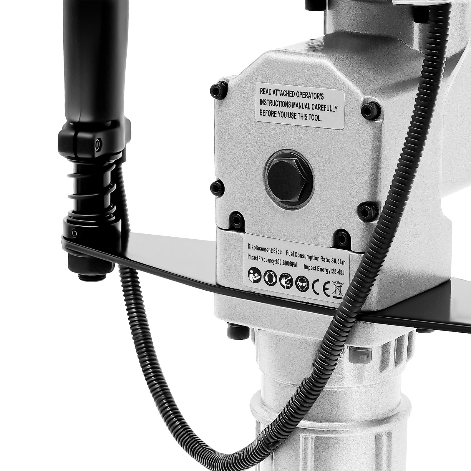 52CC 2.3HP Gas Powered T Post Driver Fence Pile Driver Pounder Toolkit w/3 Heads