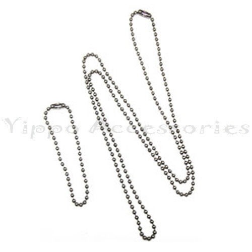 Military Spec Stainless Steel Army Dog Tag Ball Chain Set (27" & 4.5")