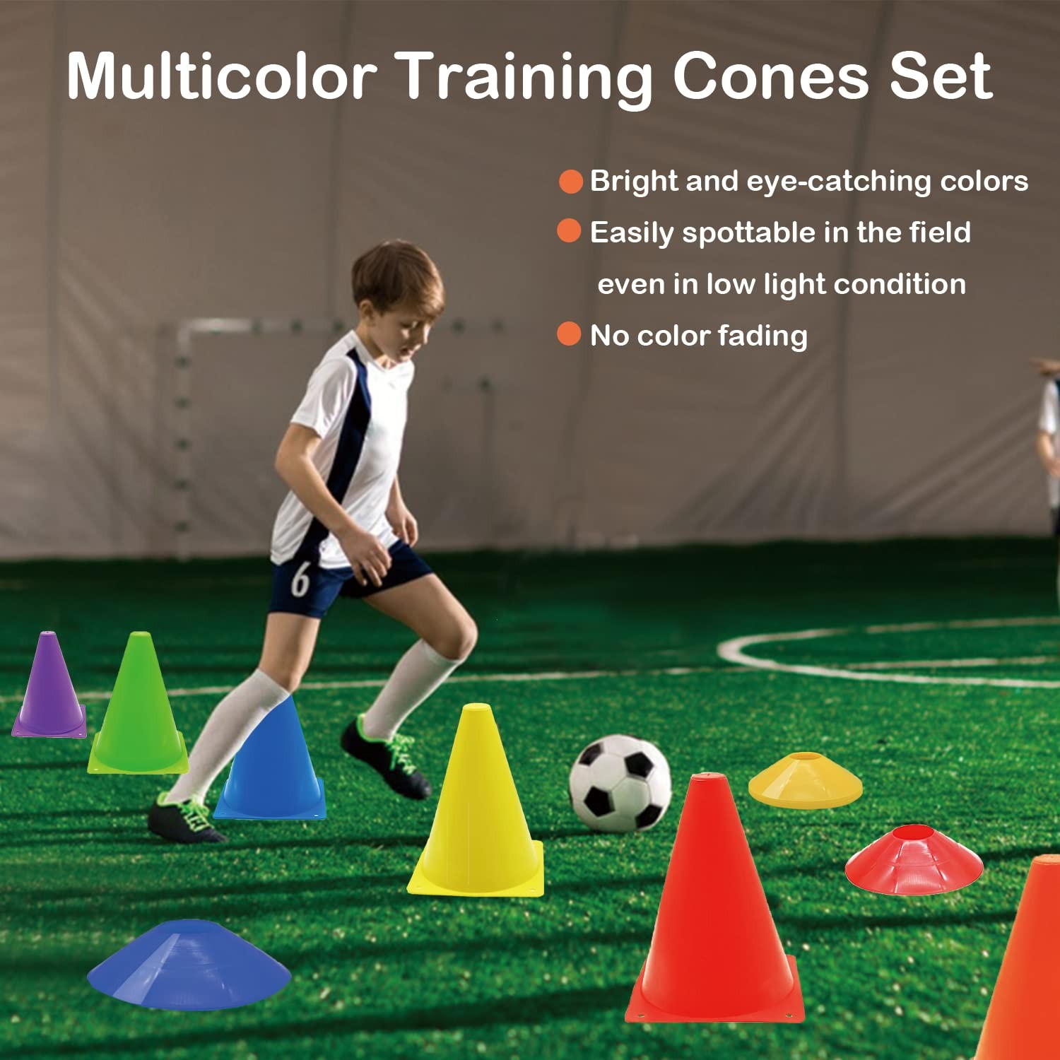 12Pcs Soccer Cones, 7" Soccer Cones for Training, Multicolor Cones Sports Soc...