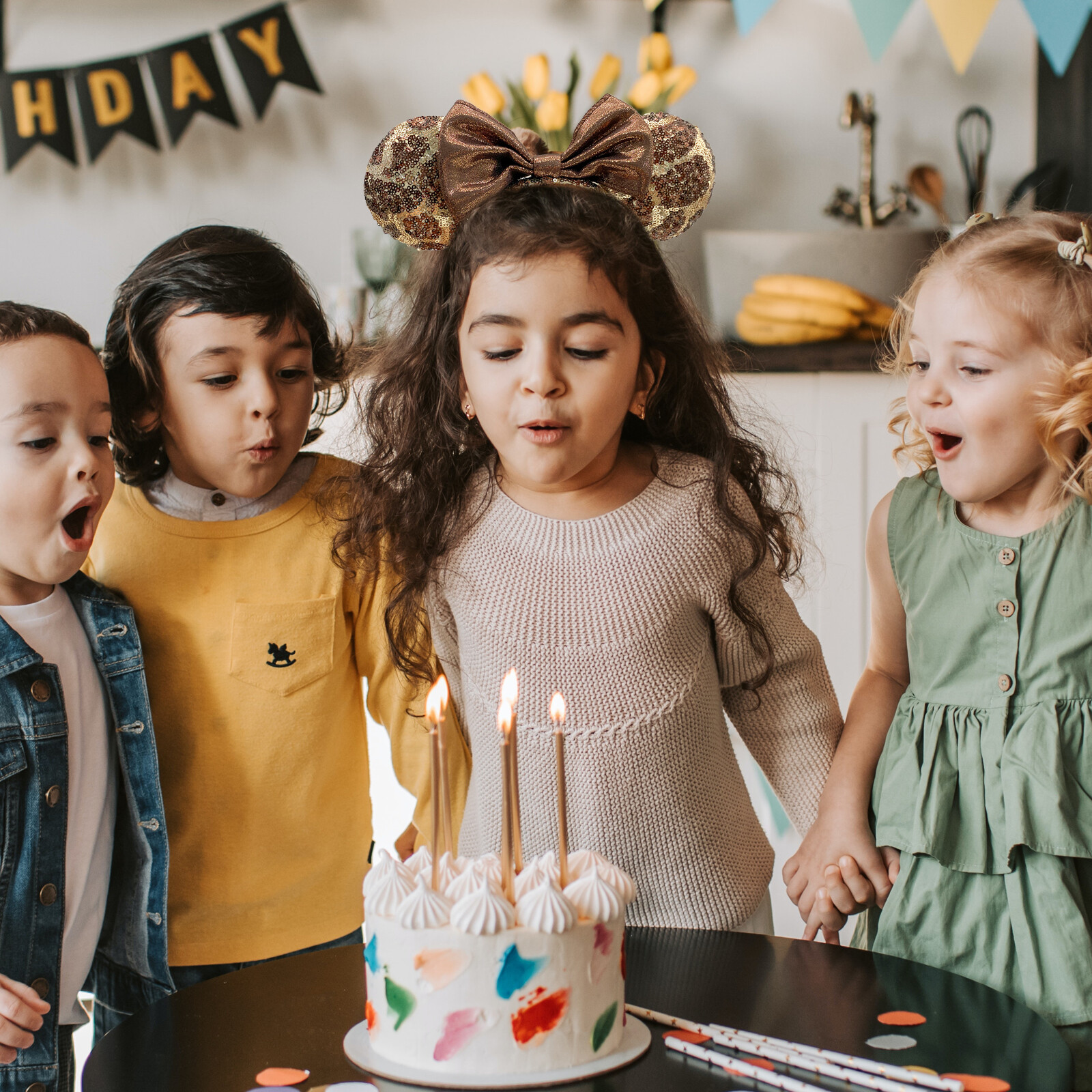 Disney- Parks Animal Kingdom Giraffe Animal Print Sequin Minnie Ears Headband