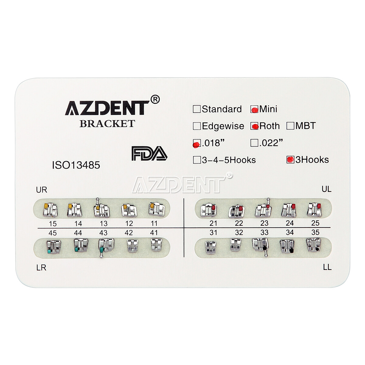 AZDENT Dental Orthodontic Brackets Brace Mini Standard Edgewise Roth MBT 018 022