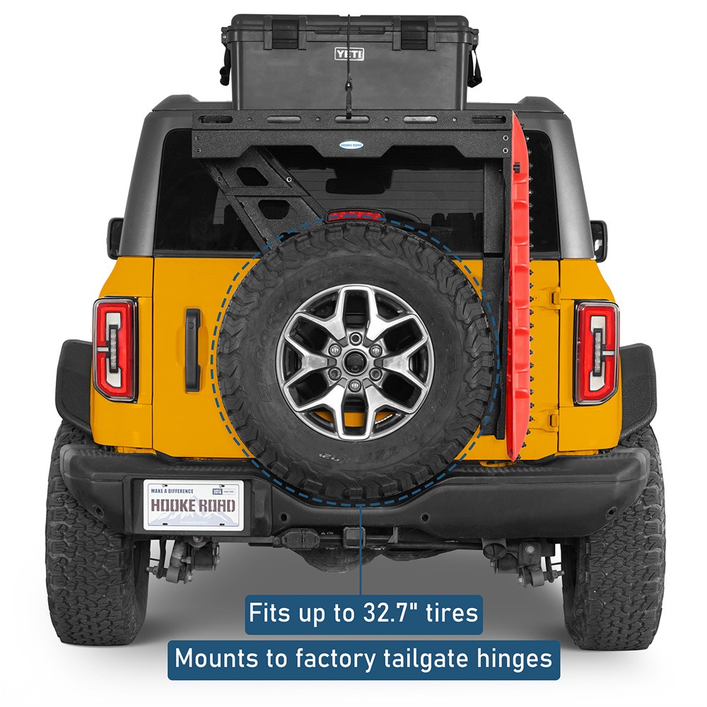 Hooke Road Tailgate Basket Cargo Rack w/ Reinforced Hinge for 21-26 Ford Bronco