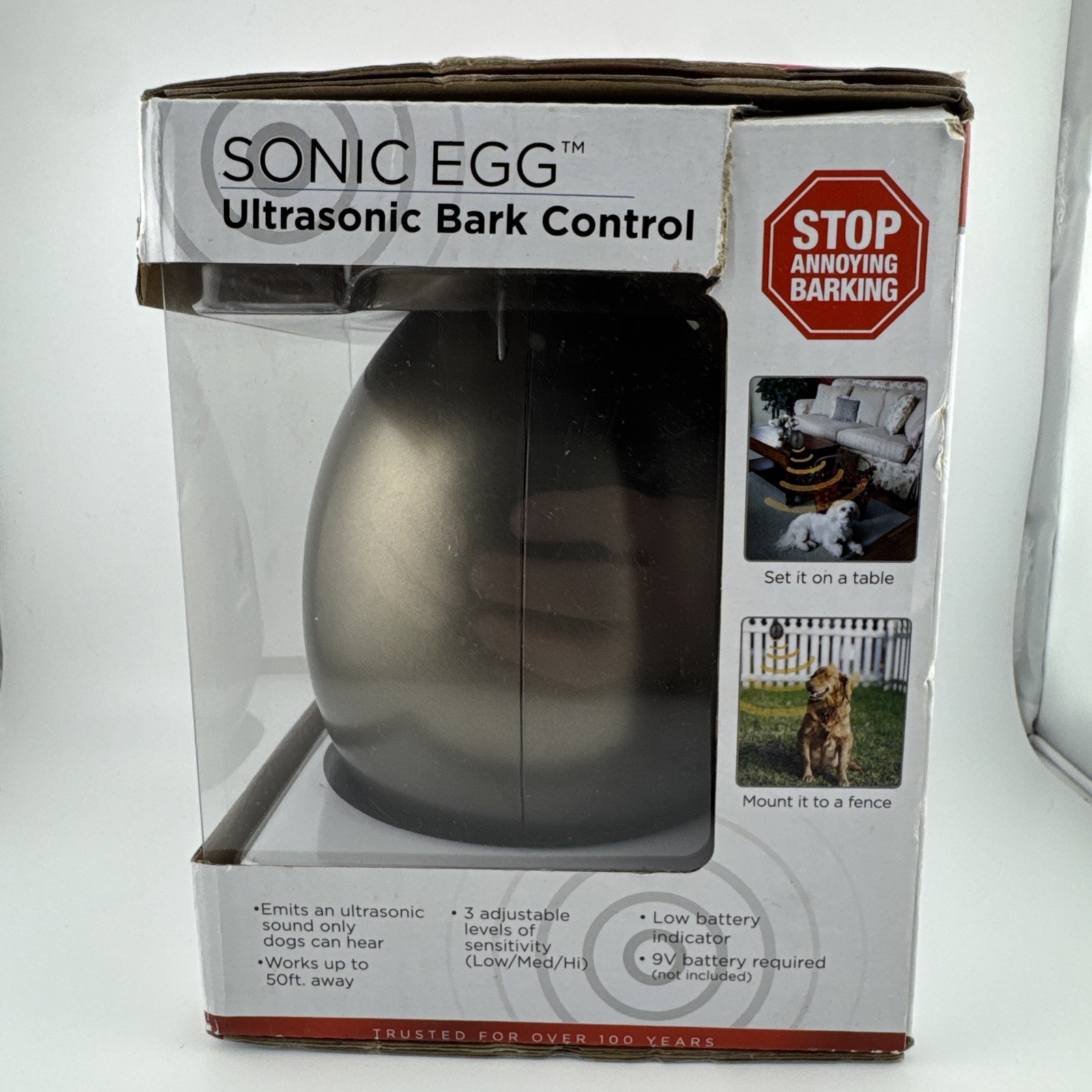 Sunbeam Sonic Egg SBBCU2 Ultrasonic Dogs Anti Barking Bark Deterrent Device