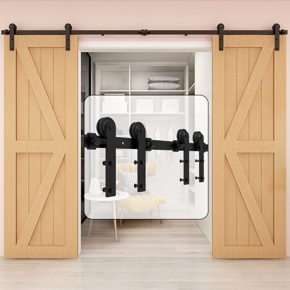 4-20FT Sliding Barn Wood Door Hardware Closet Track Kit For Single/Double/Bypass