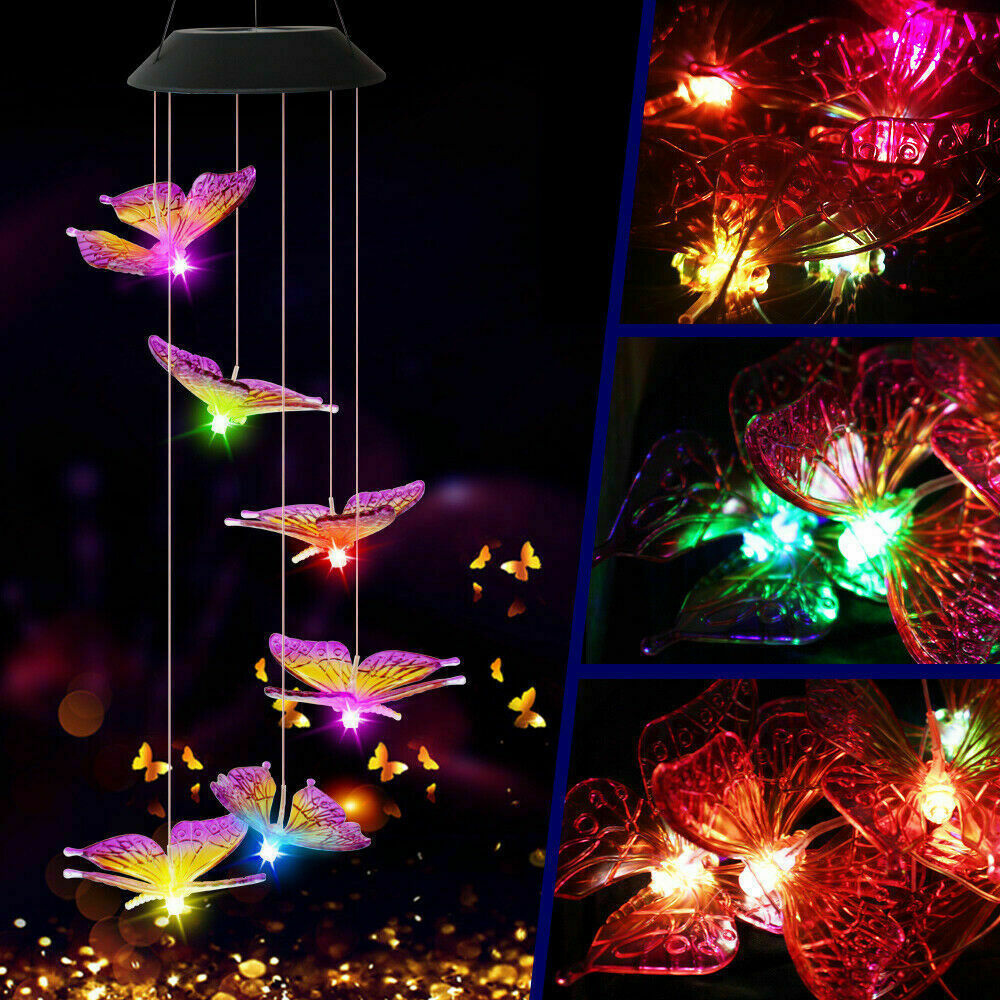 Color-Changing Outdoor LED Solar Powered Wind Chime Lights Yard Garden Decor US