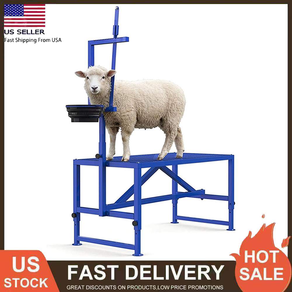 600Lbs Goat Stand with Feed Bin, Goat Milking Livestock Stand for Sheep Trimming