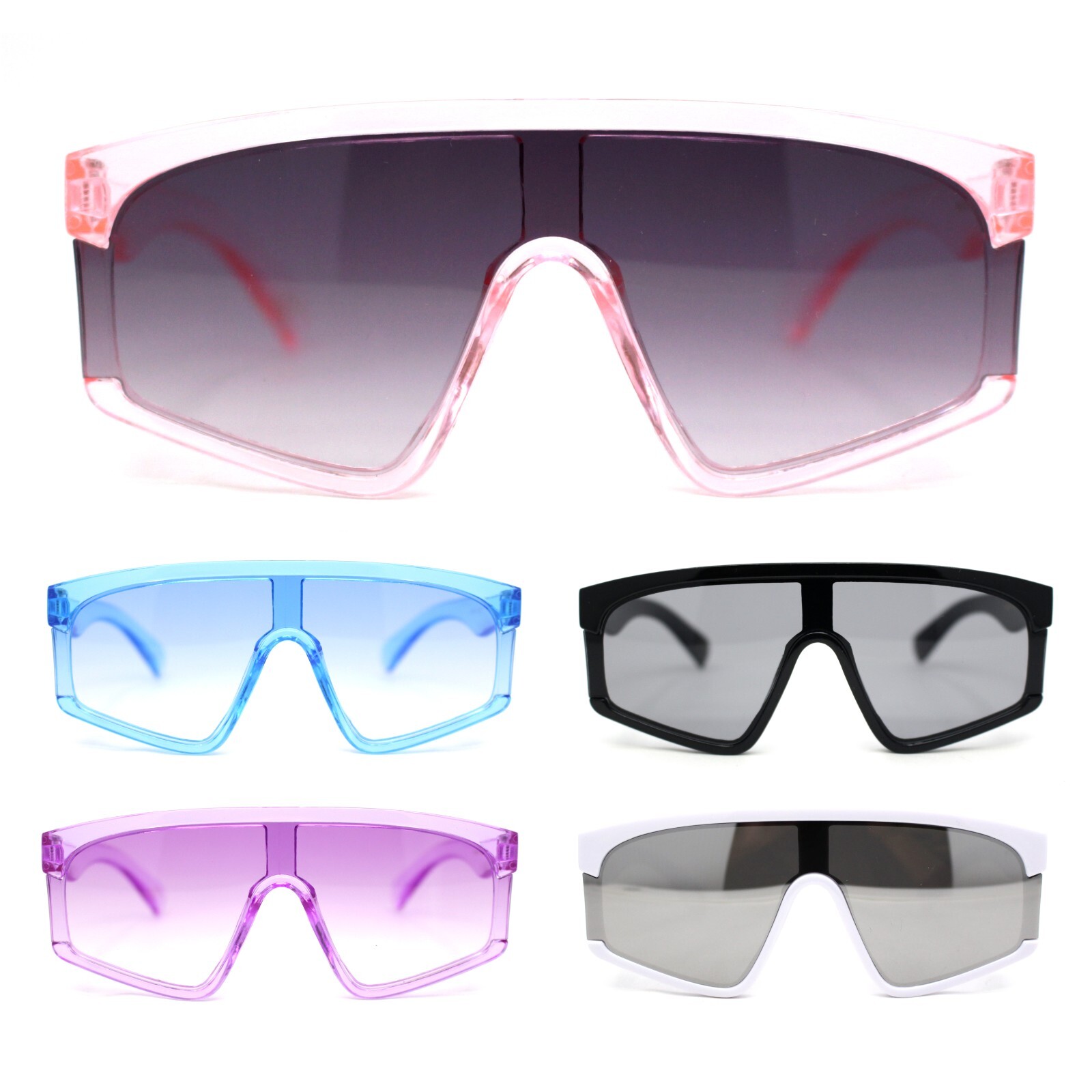 Kids Child Size Fashionable Flat Top Shield Plastic Pop Sunglasses