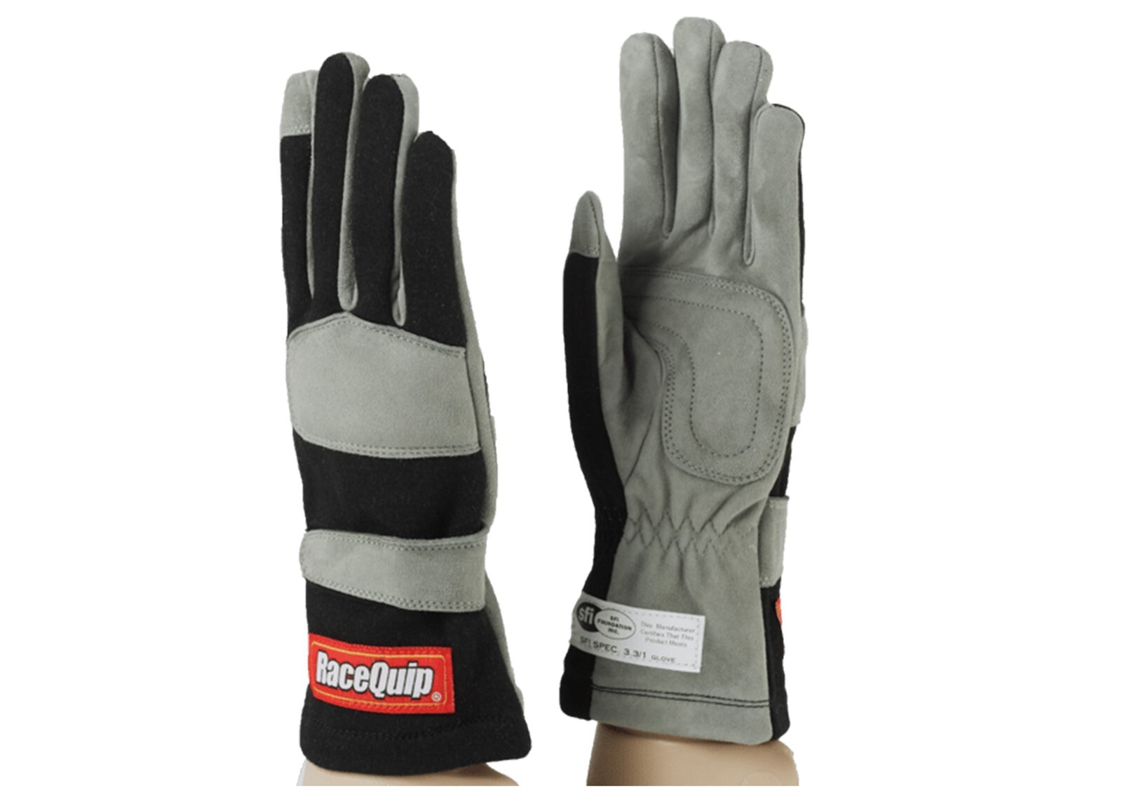 RaceQuip 351005 351 Series Driving Gloves - SFI 3.3/1 - Black/Gray- Large