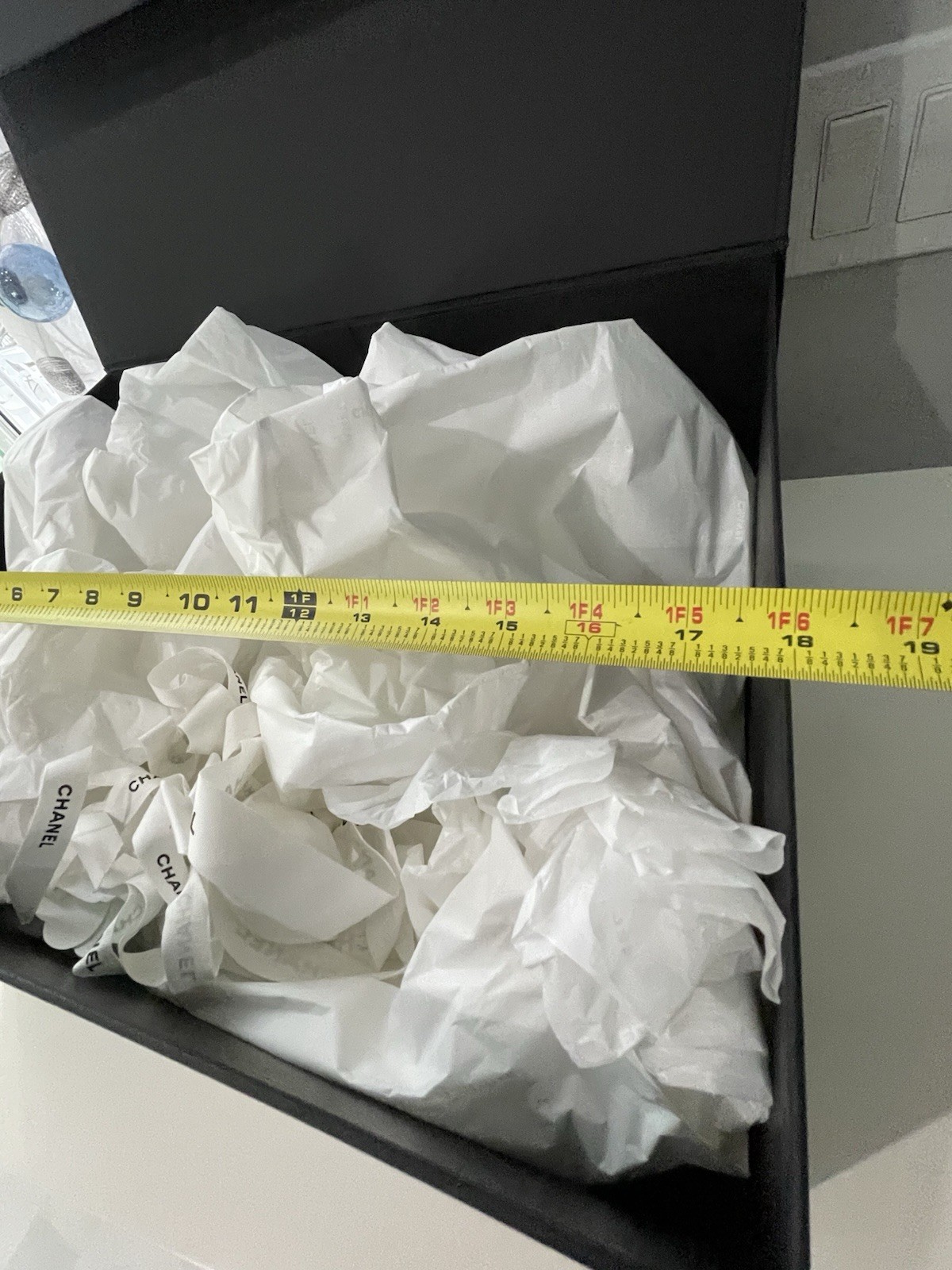 Auth Chanel Black Magnetic Gift Box XL Classic Flap 18” X 14” X 8” Flaws