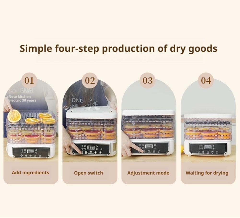 5 Trays Food Dehydrator Machine Digital Adjustable Timer 160W Jerky Fruit Drying