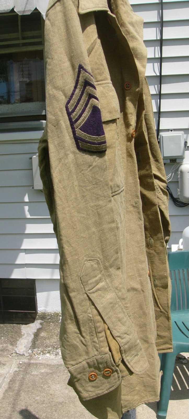 WWII US Army Uniform Shirt with Stripes, Size 13 1/2, 42