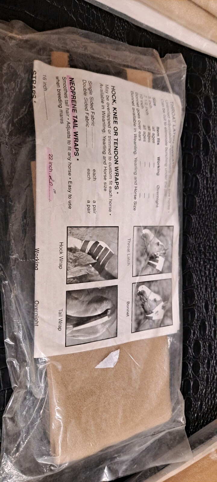 Super Sweats Neoprene Horse Tail Wraps 22" New In Package