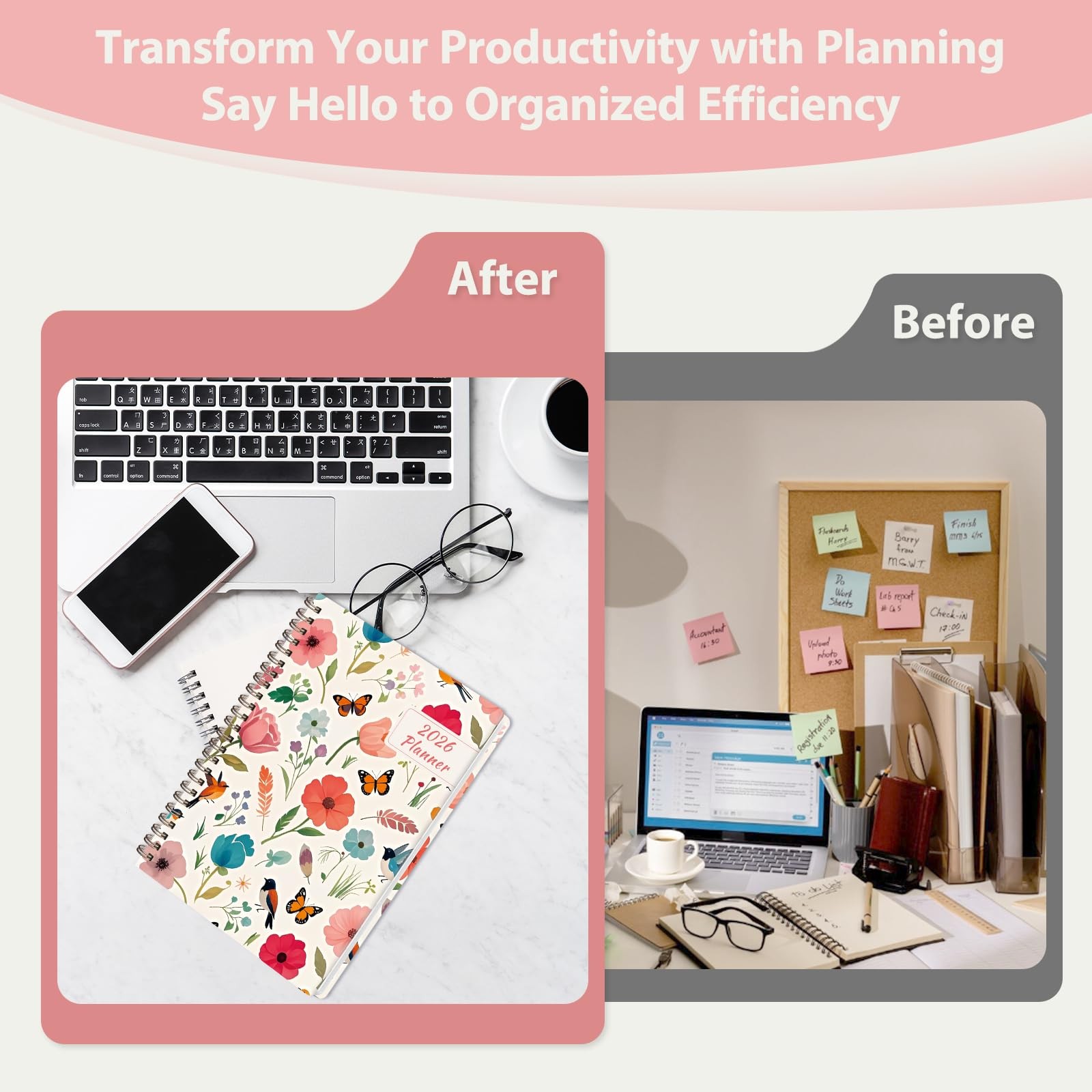 2026 Planner, Weekly and Monthly Calendar Planner Agenda, Jan 2026 - Dec 2026,