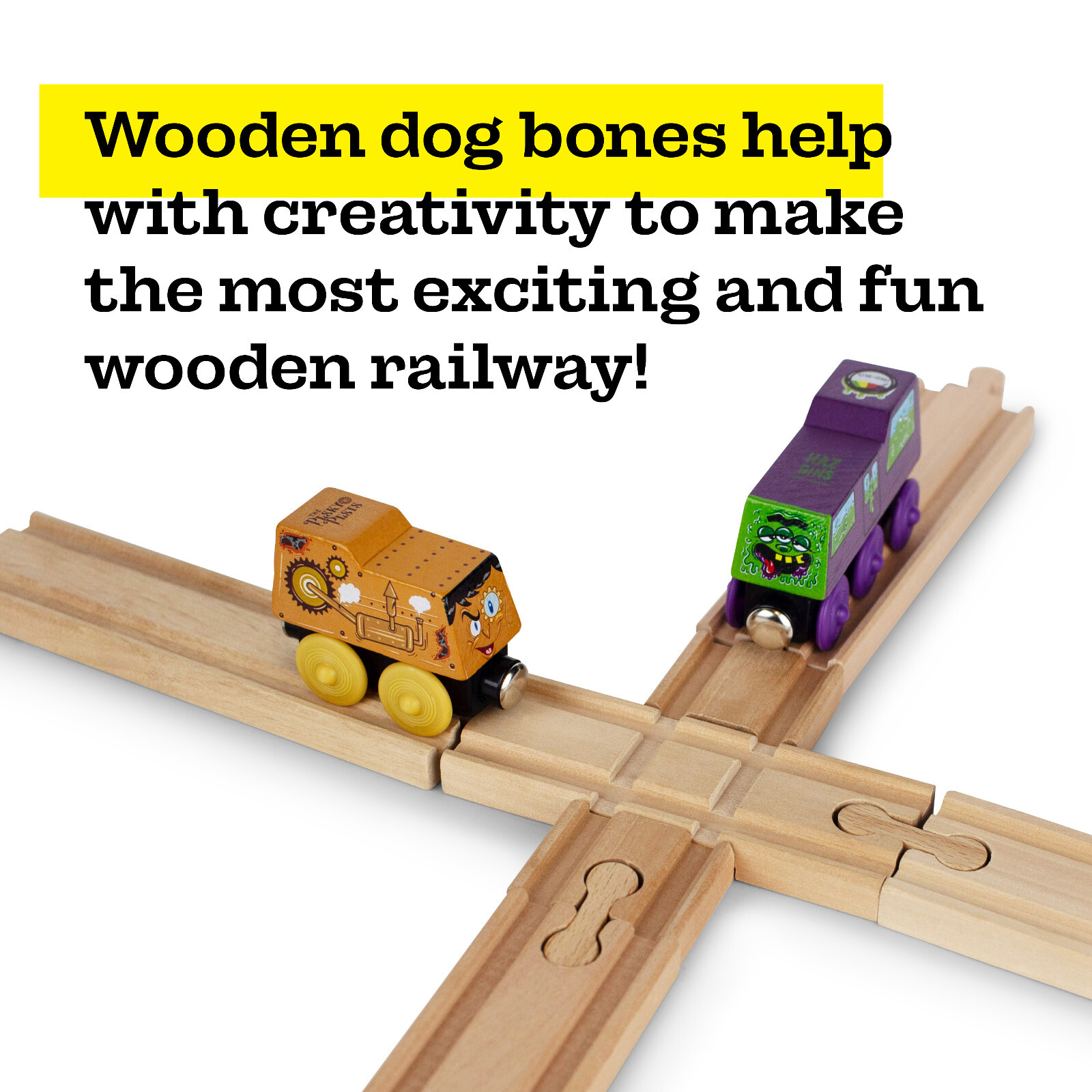 11 Pcs Deluxe Wooden Dog Bone Track Connectors For Wooden Railway - Zany Trains
