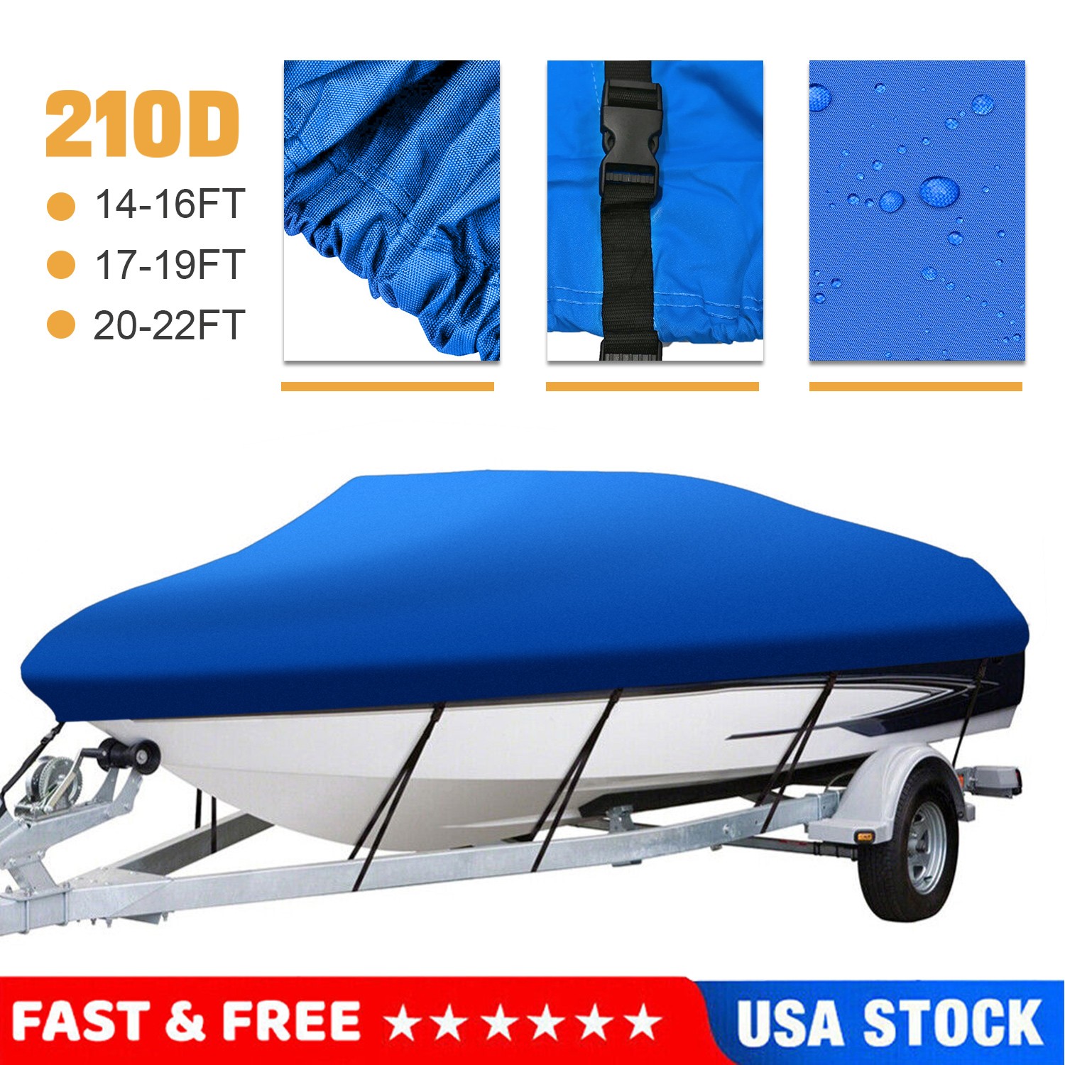 Heavy Duty Waterproof Grade Boat Cover Dust Trailerable V-Hull Runabout Fishing