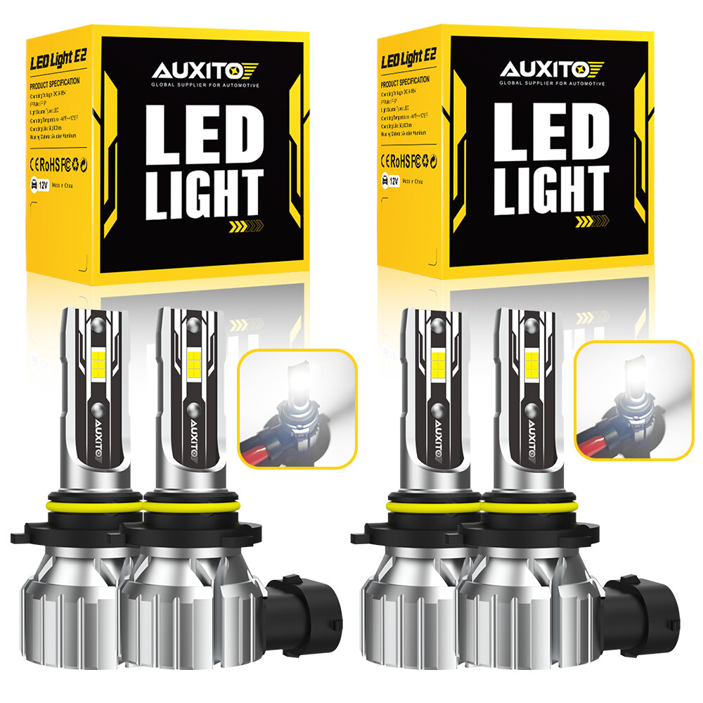 AUXITO Combo 4 9005 + 9006 LED Headlight Kit Bulbs High Low Beam White 80000LM