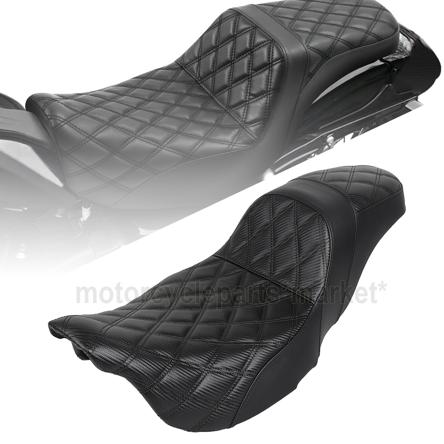 Step-Up Lattice Stitch Seat For Harley 2008-2023 Electra Road Street Glide Black