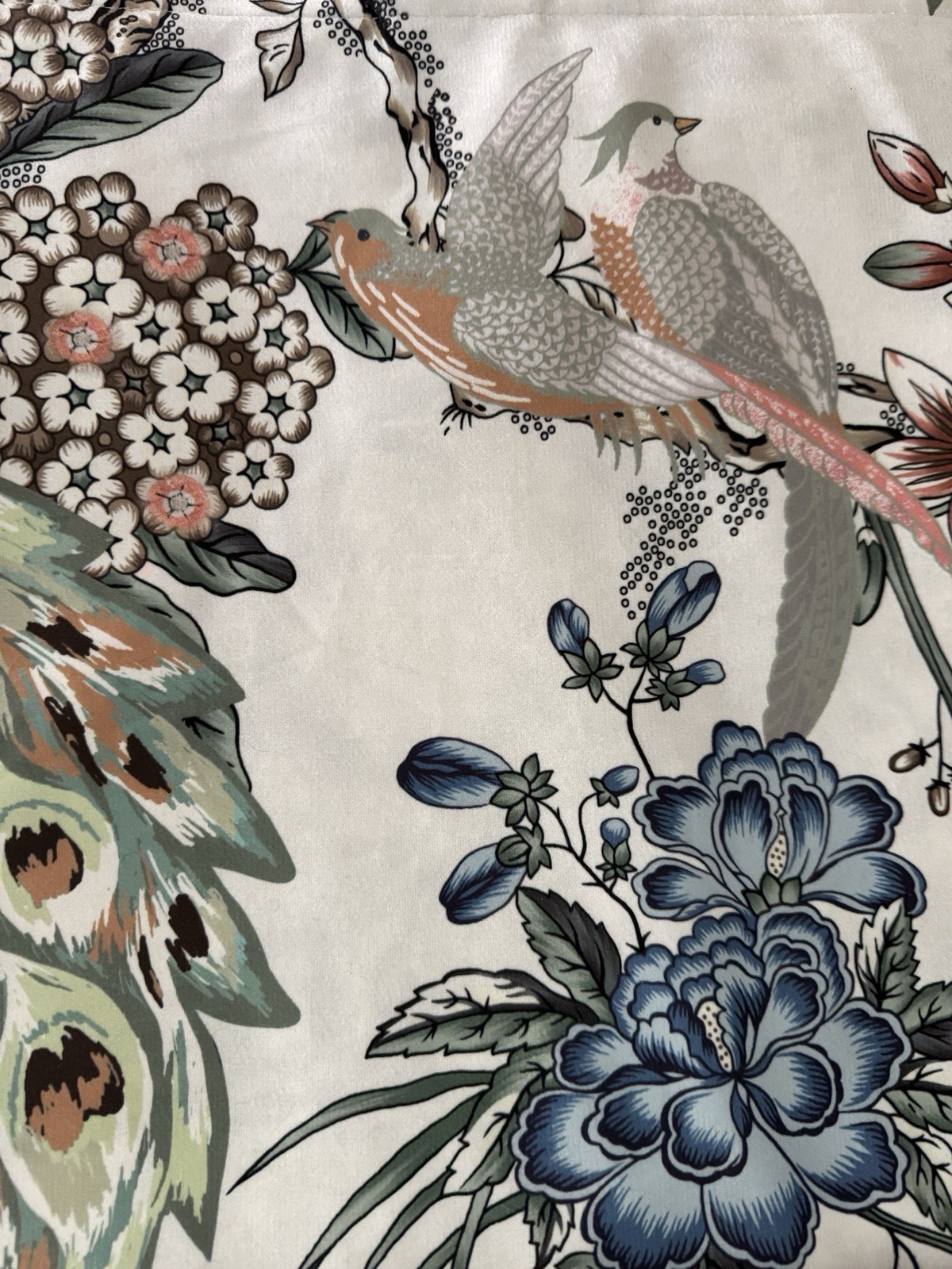 CALLISTO Window Curtains 2 Panels 38” X 84" Peacock Birds Drapers Back Top Ivory