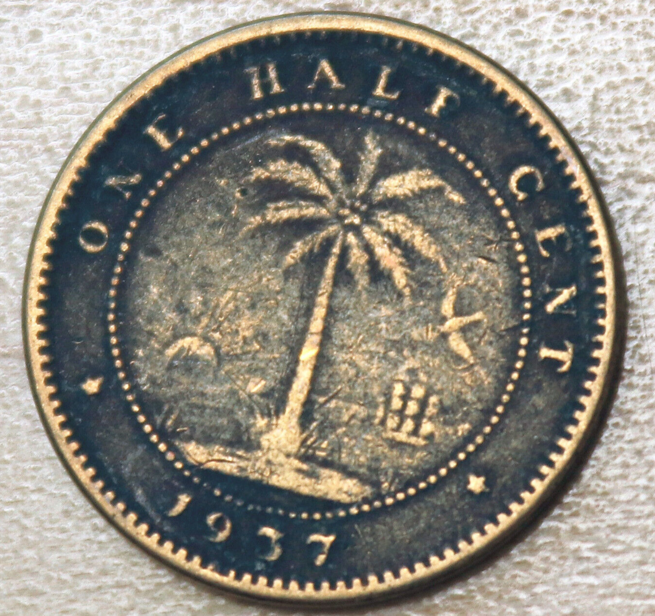 1937 Liberia 1/2 Cent Elephant