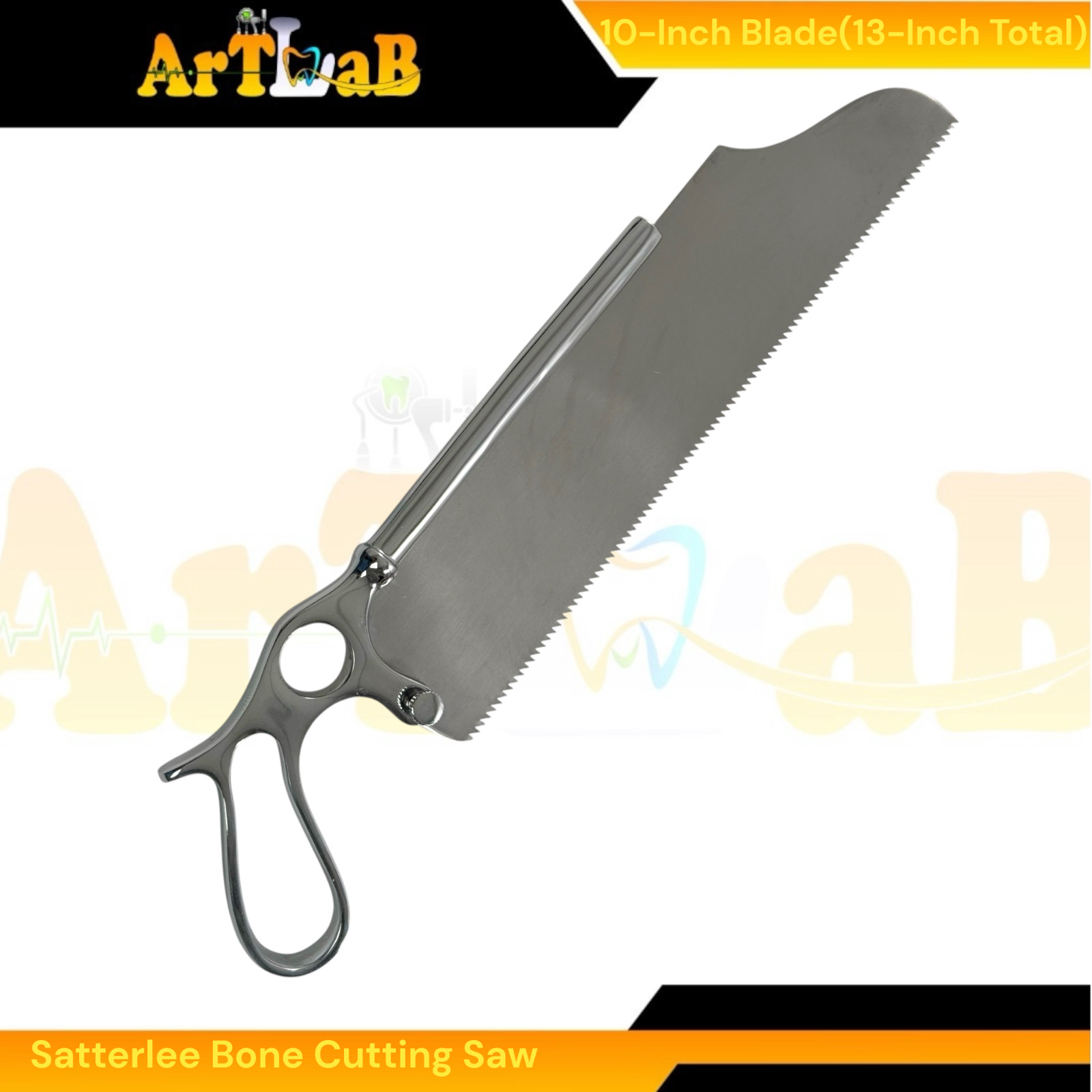 1 Each Satterlee Bone Cutting Saw 13"-10" Blade-Single Handle-Stainless Steel