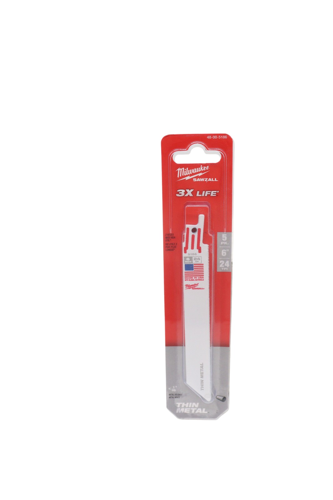 Milwaukee Tool 48-00-5186 Bi-Metal with Cobalt 24 TPI Reciprocating Saw Blade 6"