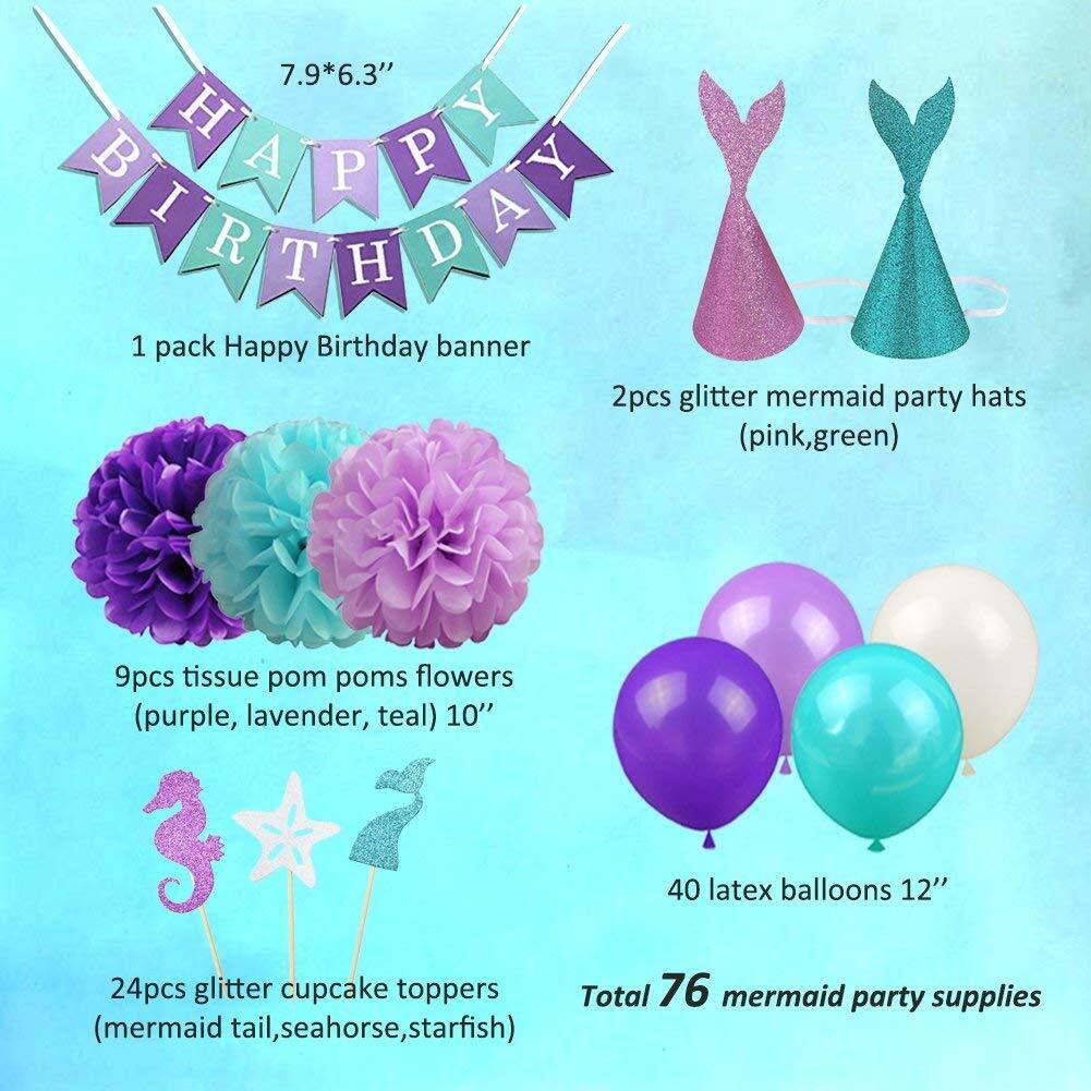 Bipra Mermaid Party Supplies & Party Decorations for Girls Birthday party