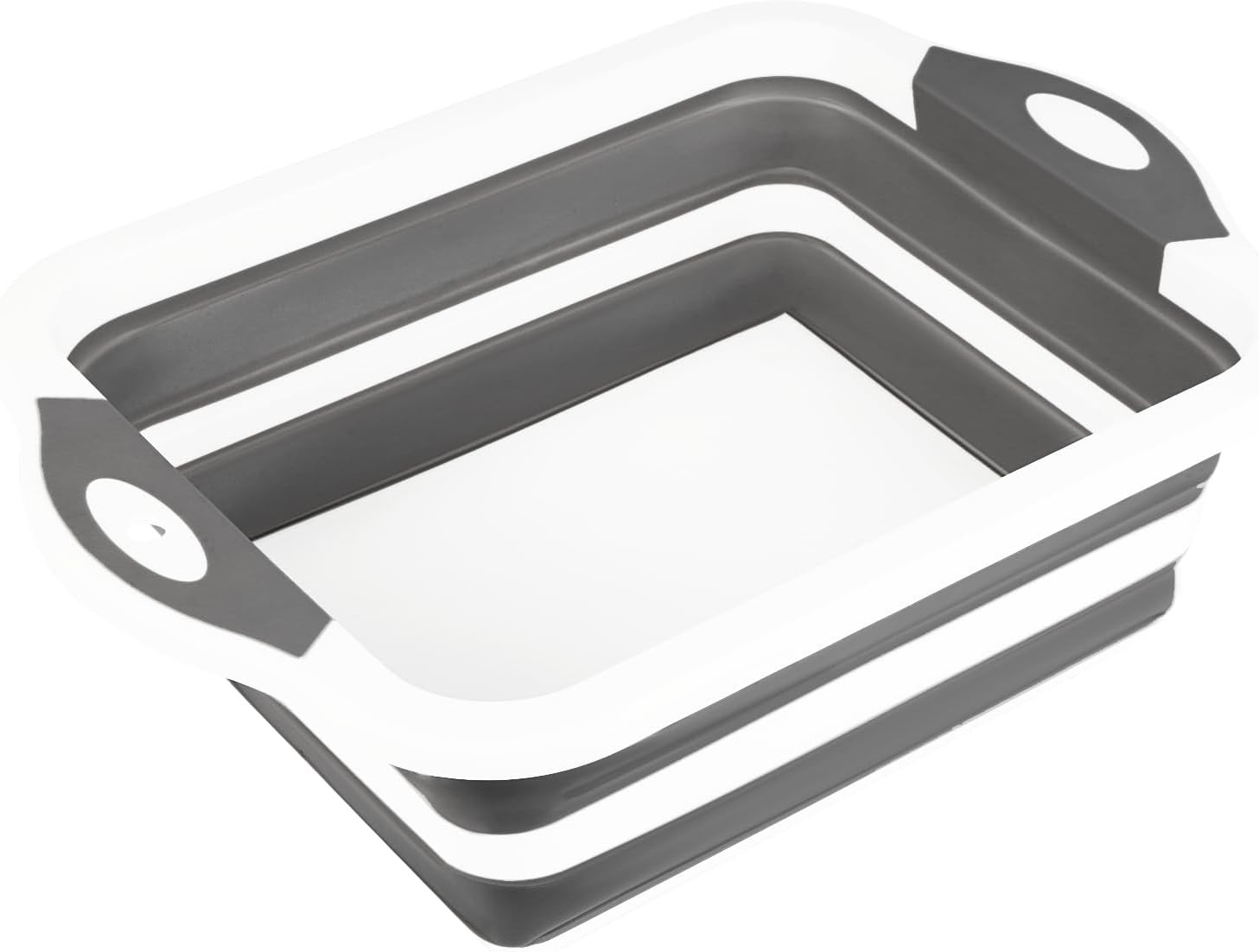 Foldable Grill Prep Bowl/Cutting Board, 10 L, with Strainer (Gray)