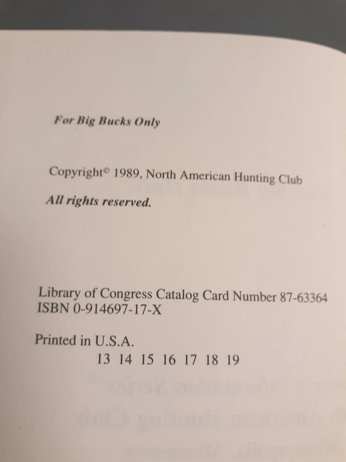 For Big Bucks Only & Hunting Whitetails North American Hunting Club Books 86' 89