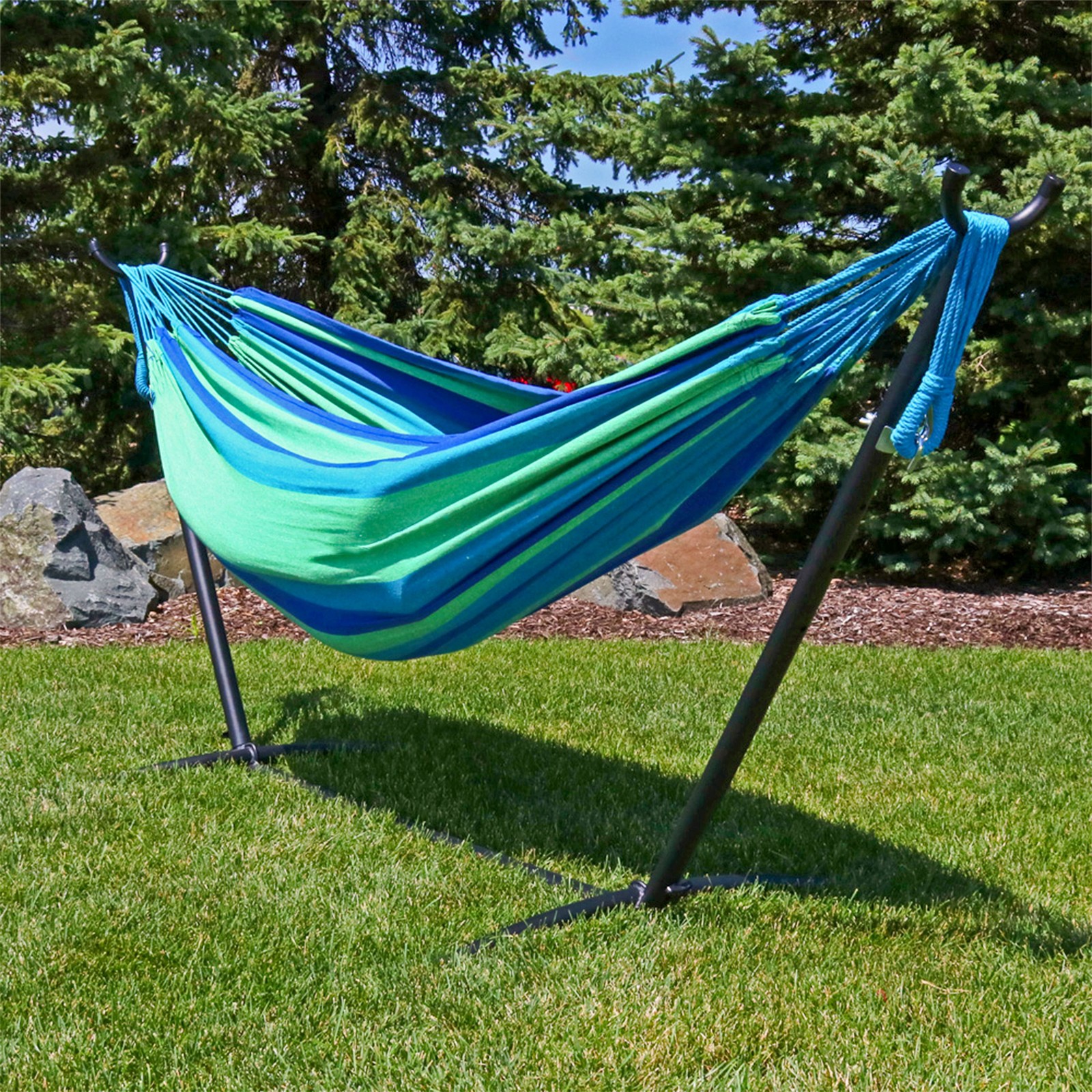 2-Person Woven Cotton Brazilian Hammock - Oasis by Sunnydaze