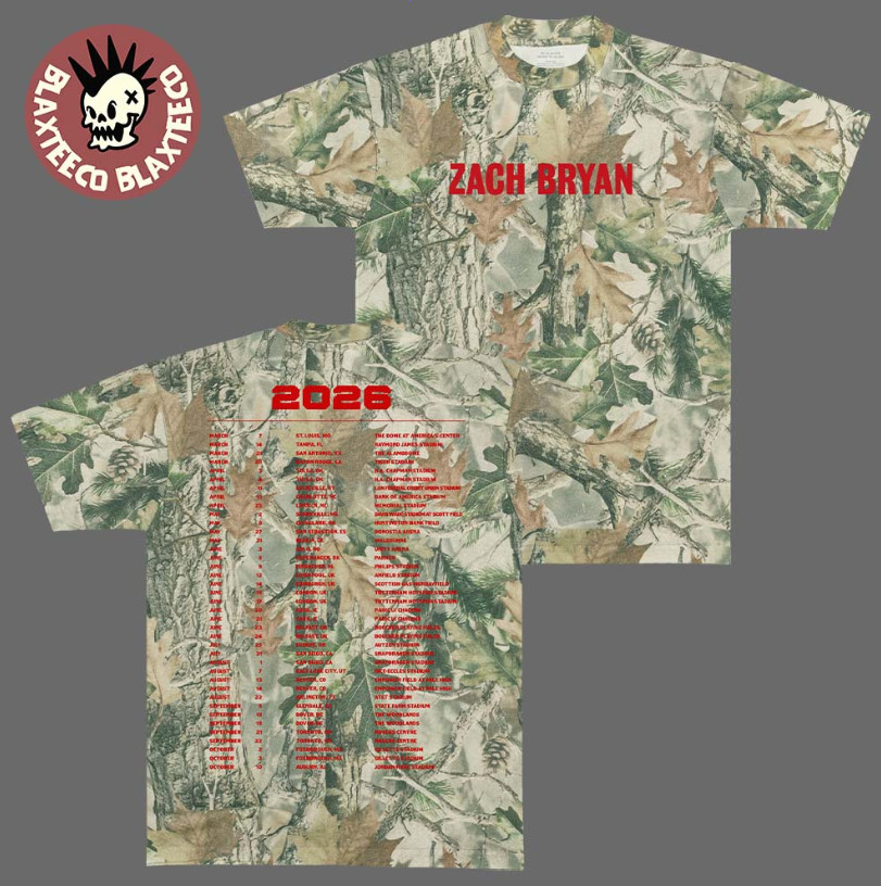 Zach Bryan Tour With Heaven On Top Tour 2026 Merch Camo 3D T-Shirt
