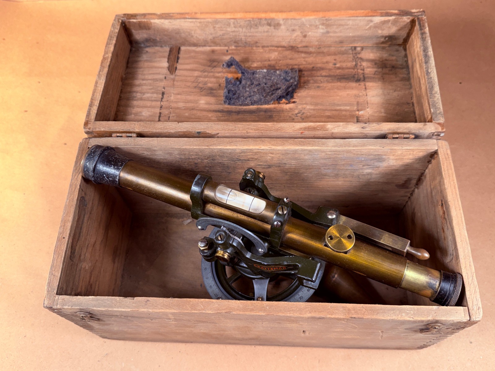 Vintage Brass Model 304.1 Sears Craftsman Farm Level Transit Surveyor w/ Case