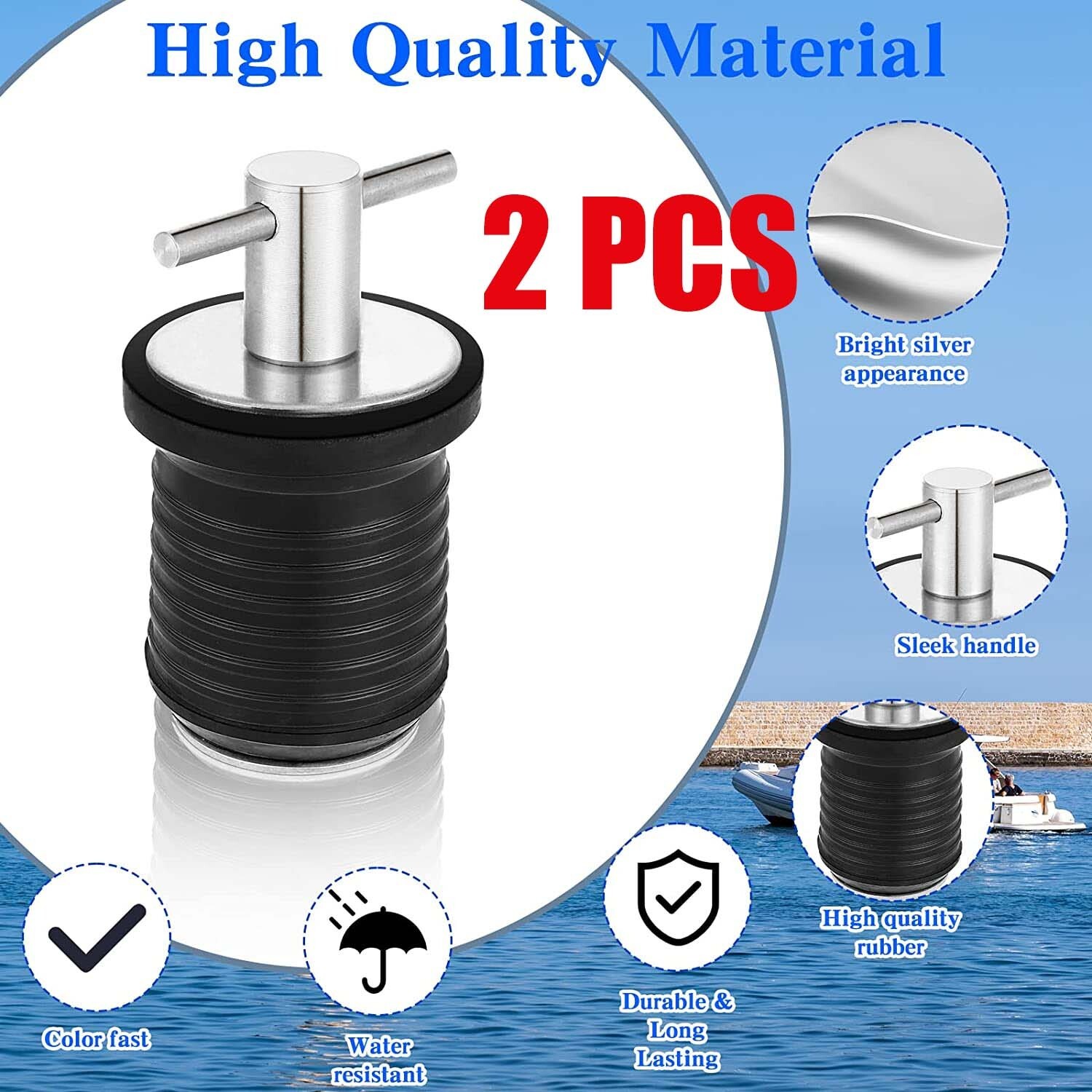 2PCS Boat Drain Plug Snap Plug T Handle Boat Drain Plug Rubber Plugs Twist Hull