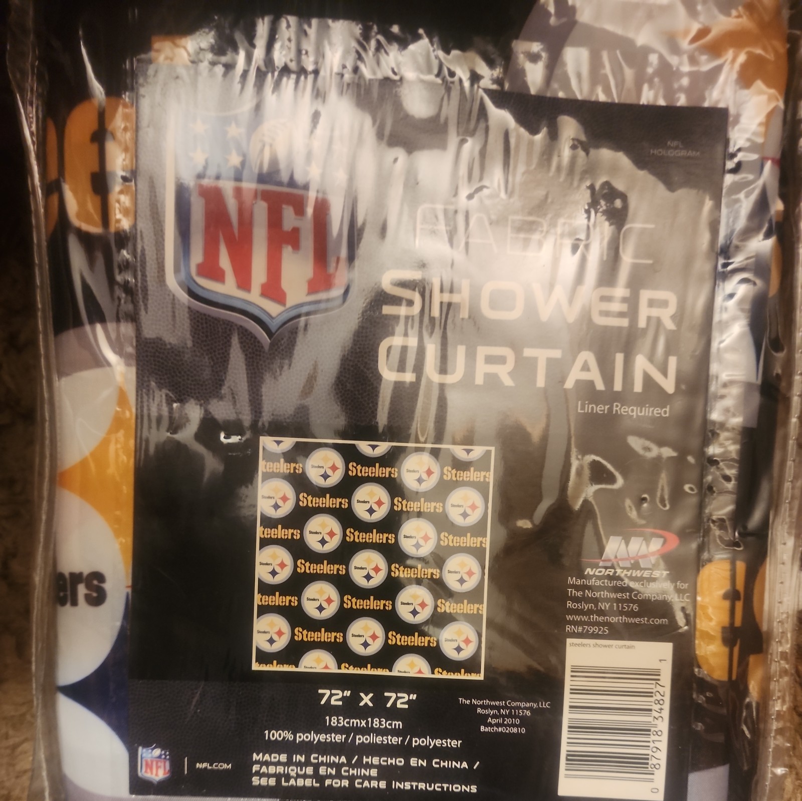 NFL Pittsburgh Steelers Entire Shower Endorsed by NFL* BRAND NEW CURTAIN &HOOKS*