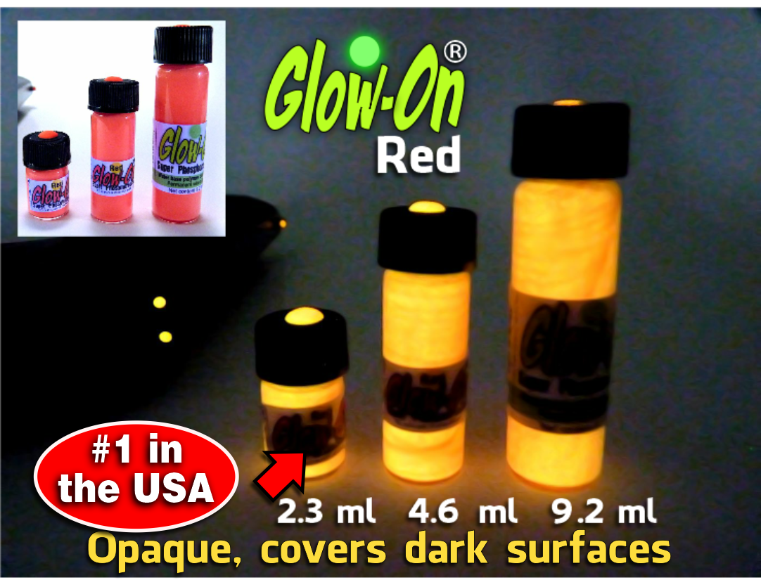 Glow-On RED Glow Paint For Gun Sights, Fishing Lures, 2.3 ml Vial, Bright!