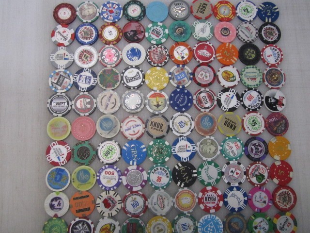 100 Casino Gaming Poker Chip Lot Las Vegas $1 New & Used Chipco Paulson Clay