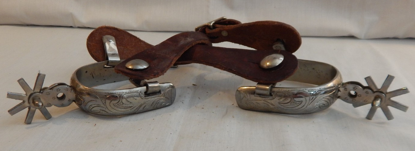 Stainless Steel San Angelo Style Western Cowboy Spurs - 53