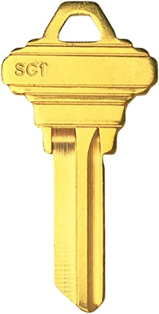 Brass Finish SC1 Key Blanks, Uncut Blank Keys, Pack of 100 Keys