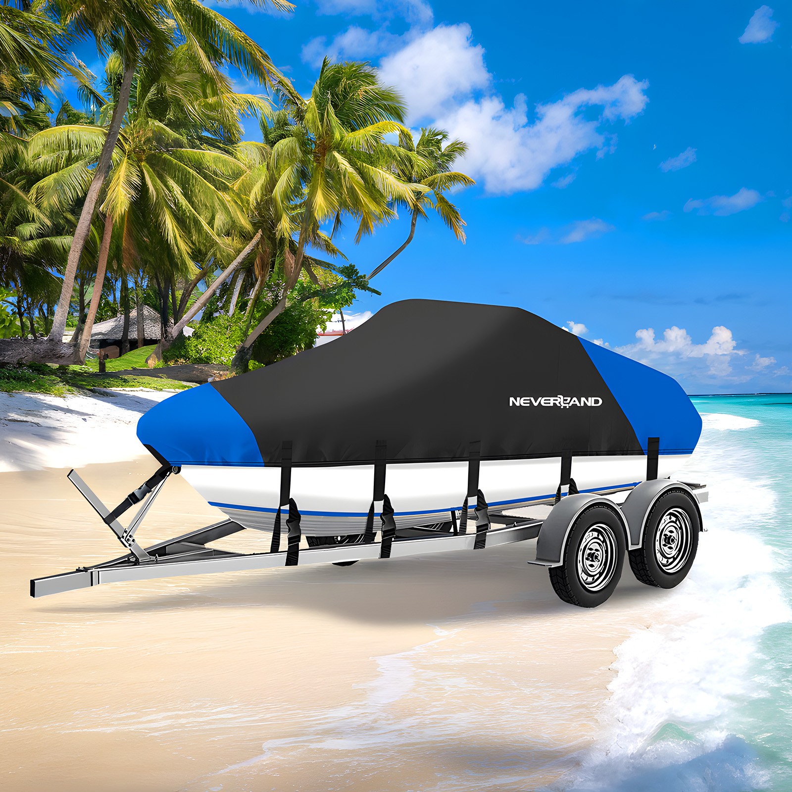 17ft 18ft 19ft Trailerable Waterproof Boat Cover 210D V-Hull Fit up to 102" Beam