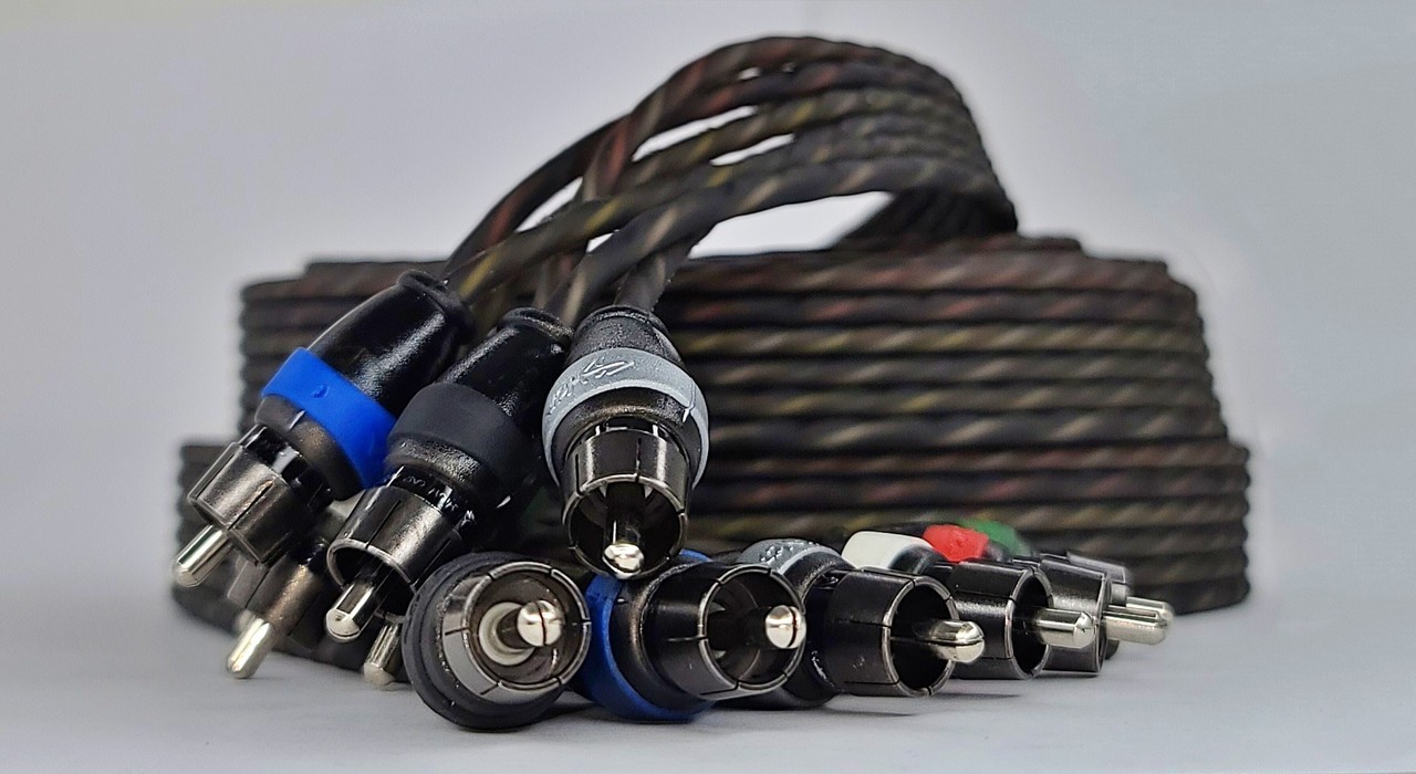Sky High Car Audio 6 Channel Twisted RCA 12ft Cables Coated Car Audio