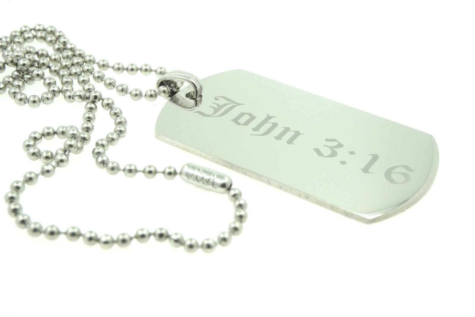 John 3:16 Jesus Christ Custom Engraved Dog Tag Pendant Necklace Christian