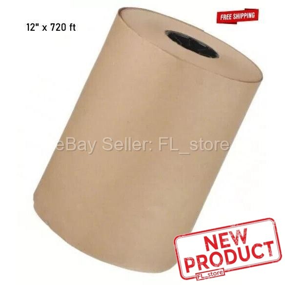 Brown Kraft Paper 12" x 720 Feet Roll  50 lbs Basis Weight Packaging Shipping