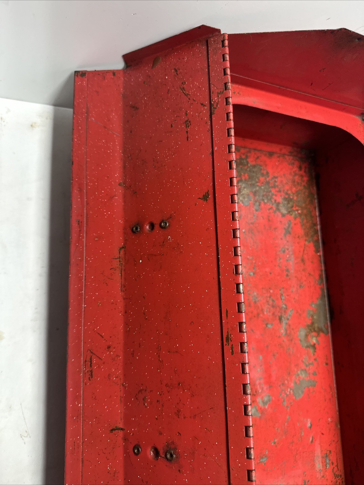 Vintage Metal Tool Box Red with White Road Runner Decal