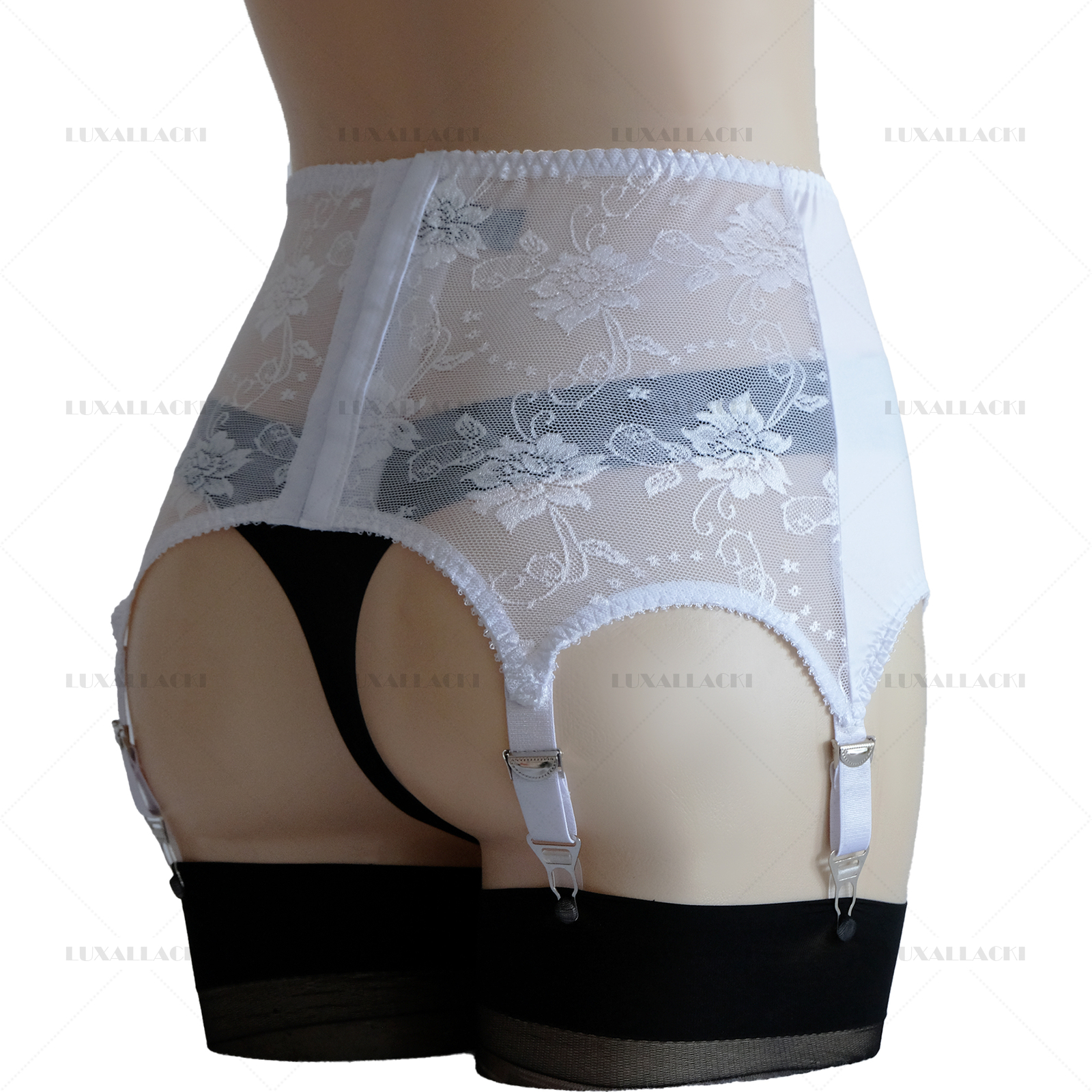 Luxallacki Classic Satin Lace Garter Belt 6 Straps Sexy Waist Girdle (3 Colors)