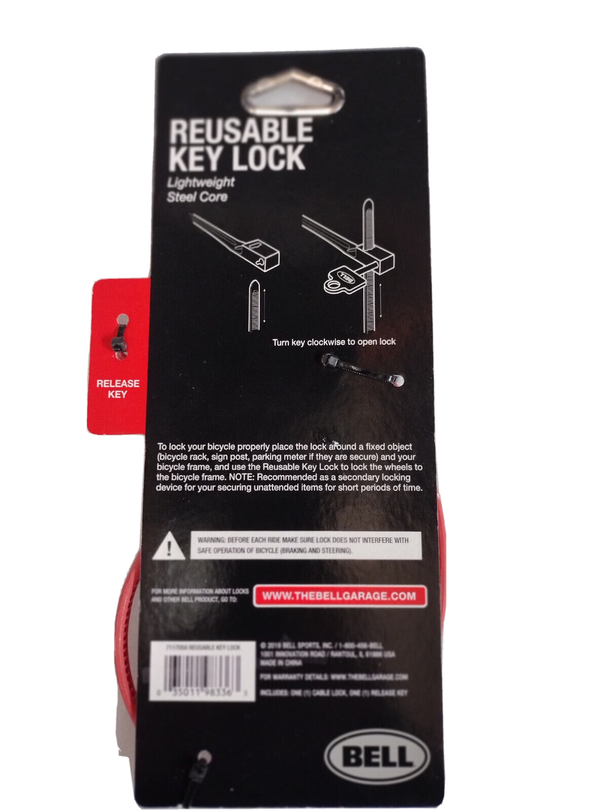 NEW Bell Reusable Lightweight Steel Core Zip Tie Key Lock w/ Key