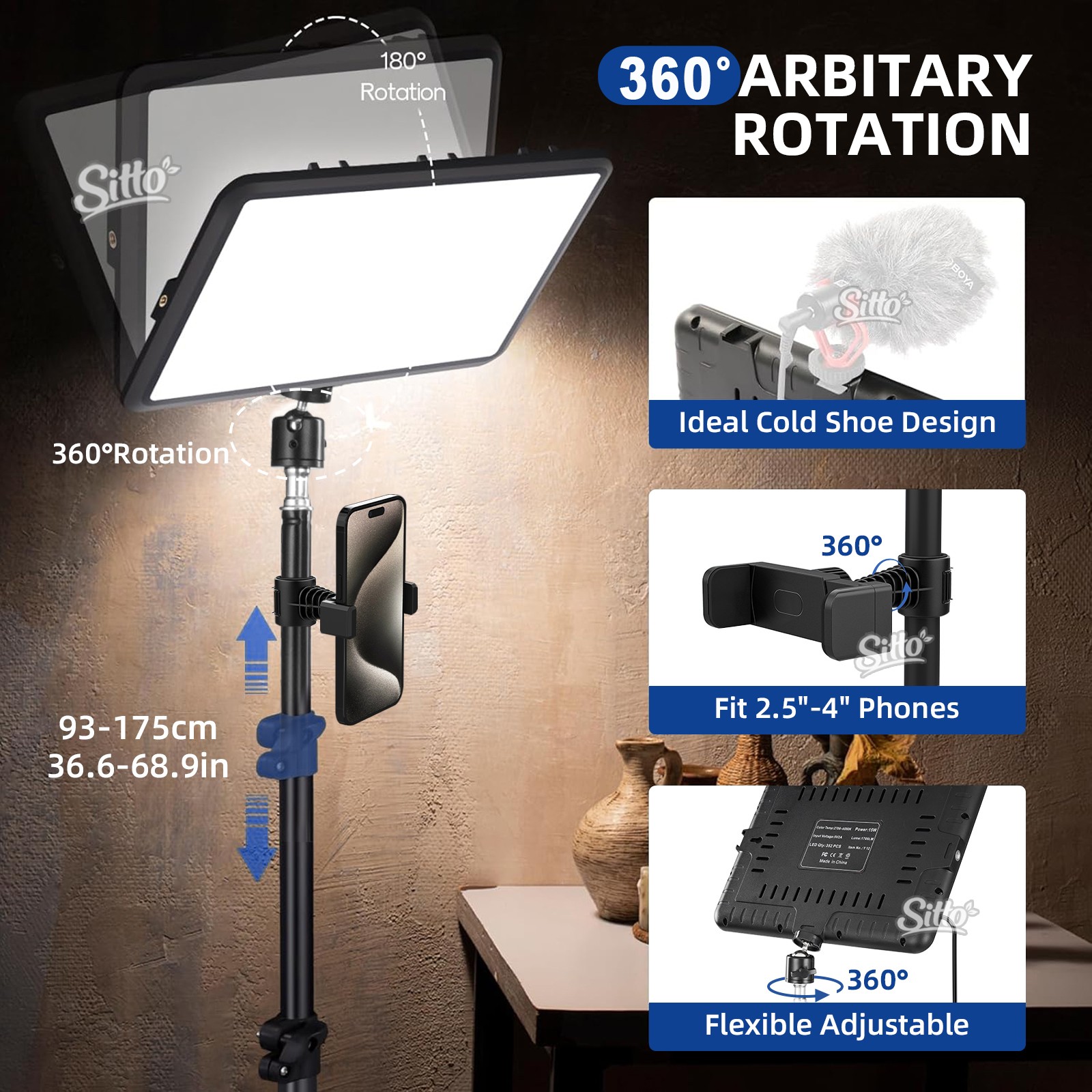 2x LED Video Light Kit Studio Dimmable Photo Tripod Photography Lighting Kit