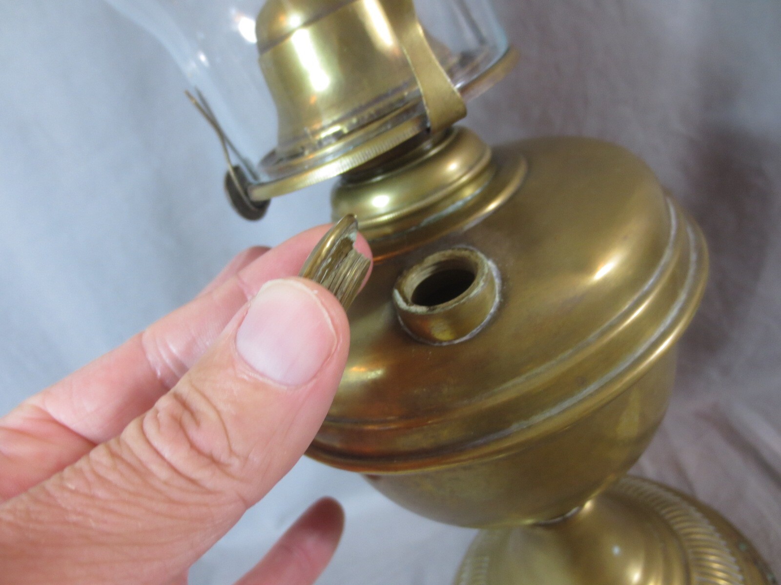 Antique Vintage British Made Oil Lamp & Chimney Shepards Hut Farmhouse