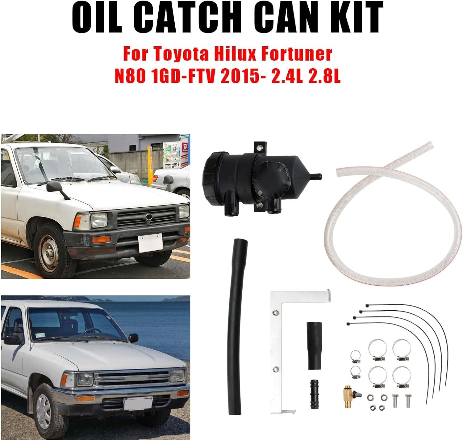 Oil Catch Can Kit Fits Toyota Hilux Fortuner 1GD-FTV 2015 2.4L 2.8L OS-PROV-12