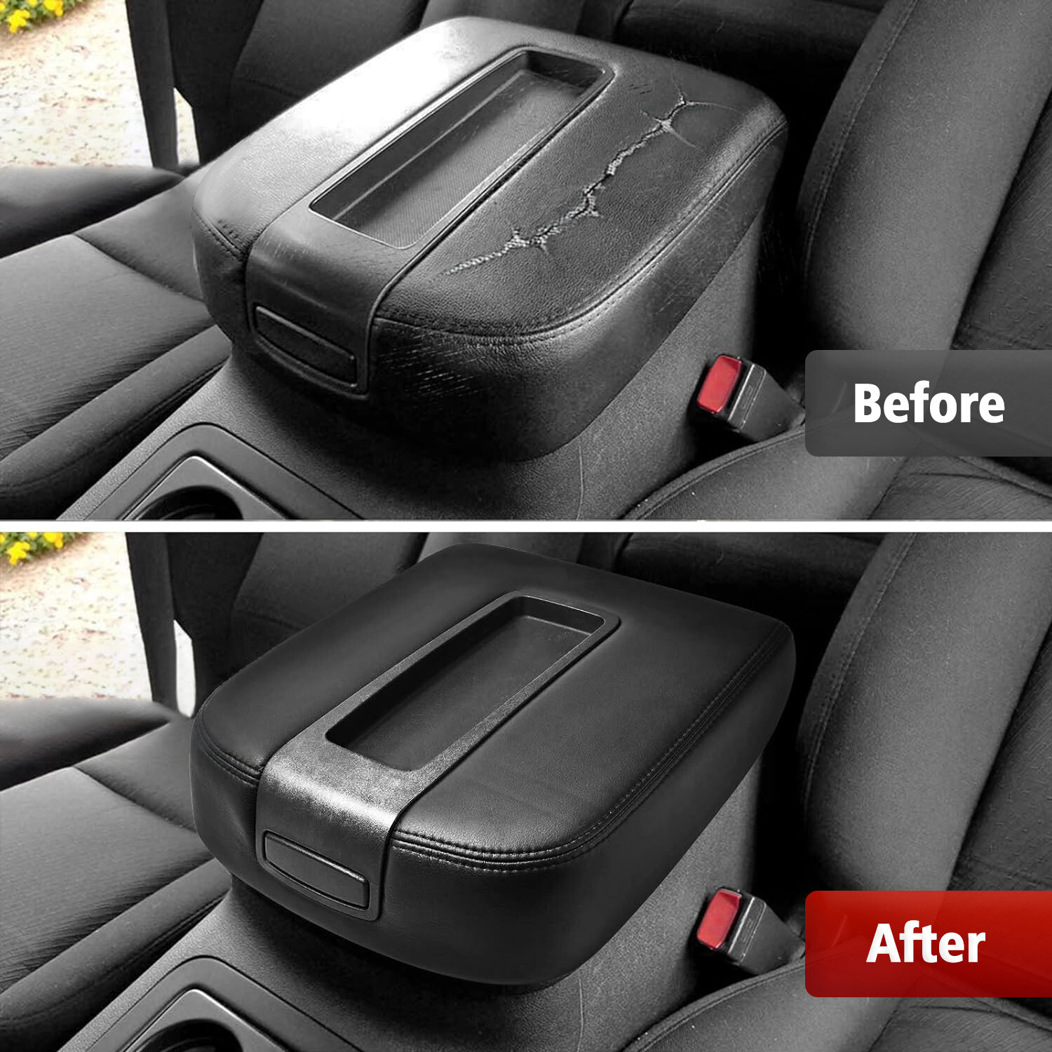 Fits GMC Sierra Yukon 2007-2013 Middle Console Lid Arm Rest Cover Trim Black