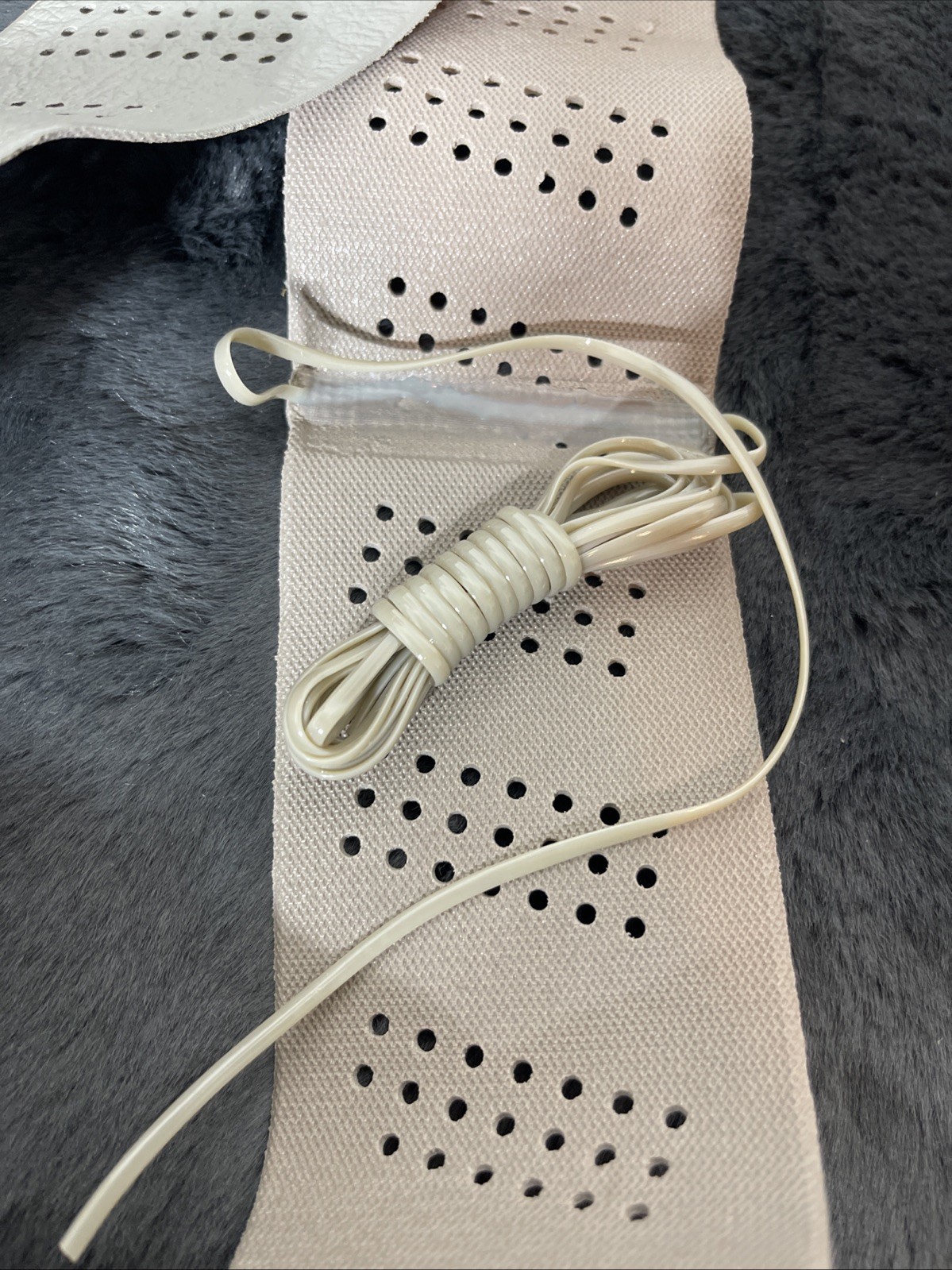 80s Steering Wheel Deluxe Soft Grip Cover Lace Up Gray Vinyl Wrap Leather Look