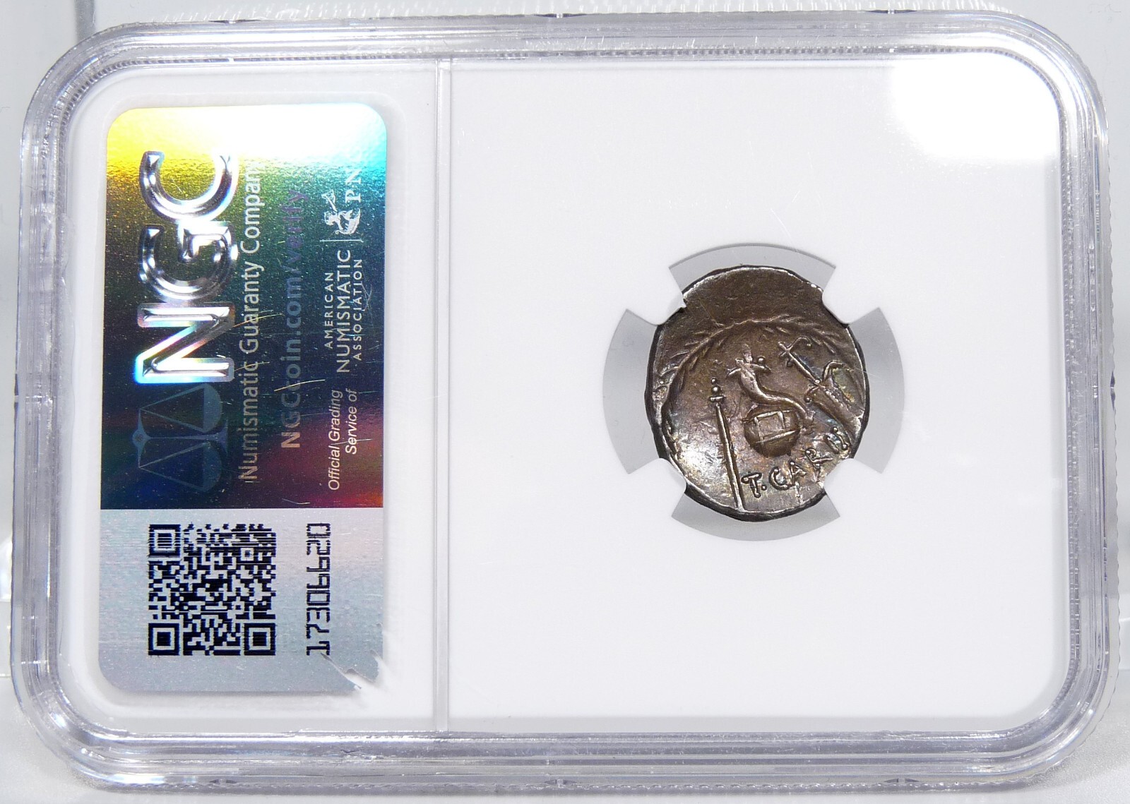 temp. JULIUS CAESAR Titus Carisius Roma/Cornucopia 46BC NGC Cert. Choice VF Coin